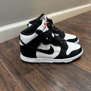 Black and white high top Nike dunks